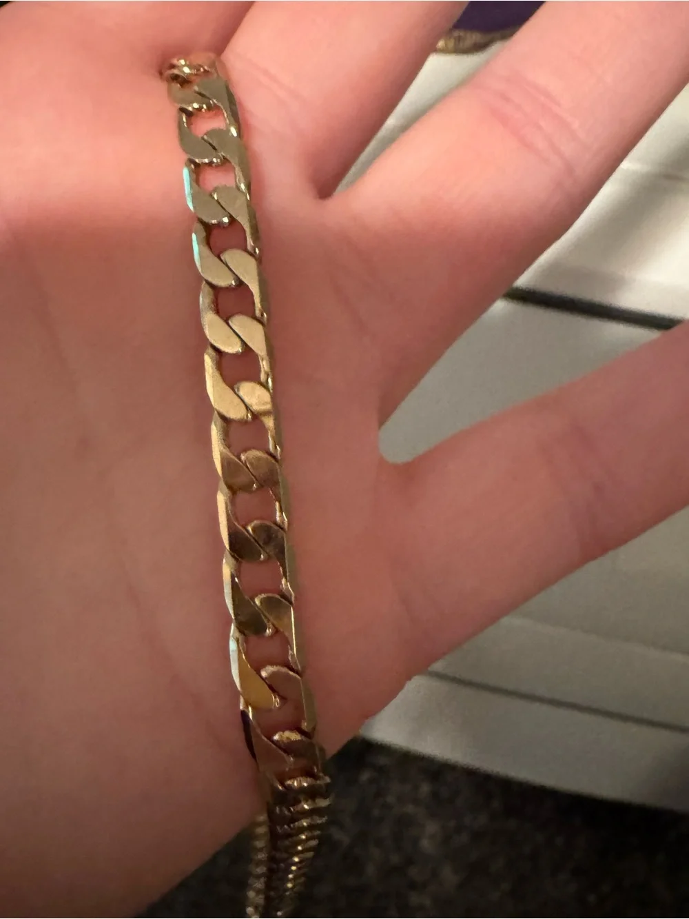 Men’s Gold Tone Cuban Curb Chain Necklace 14K Italy Stamp Not Real Gold